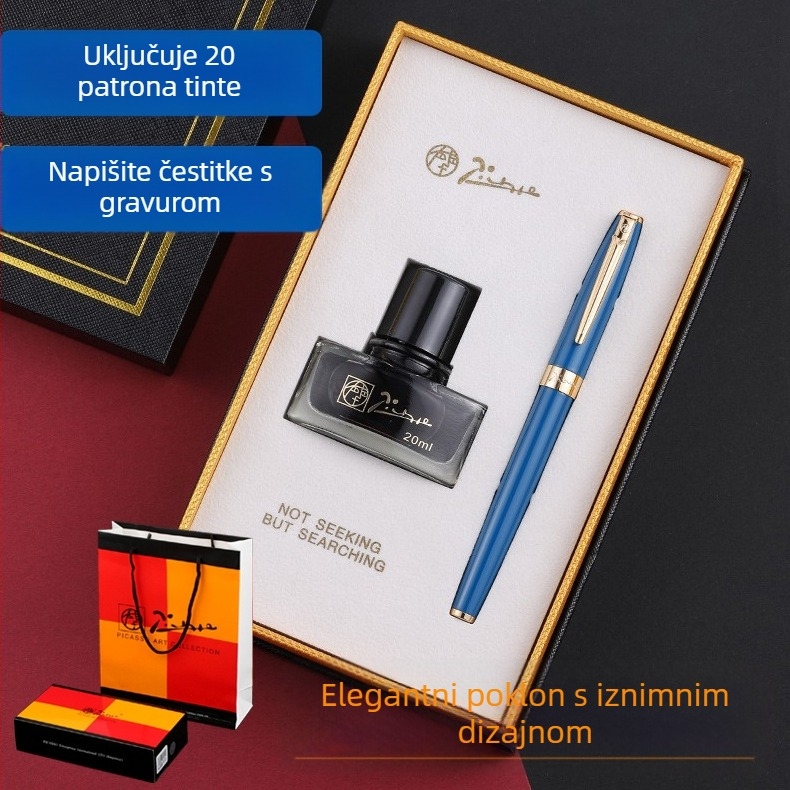 Picasso 717 pisalo za kaligrafiju s iridijskim vrhom, metalno tijelo, rotacijski sustav apsorpcije tinte, kutija za poklon
