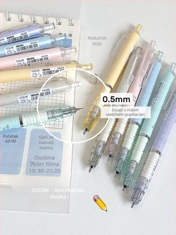 Automatska mehanička olovka s niskim središtem težine za učenike osnovne škole, otporan grafit, plastično kućište