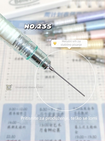 Automatska mehanička olovka s niskim središtem težine za učenike osnovne škole, otporan grafit, plastično kućište