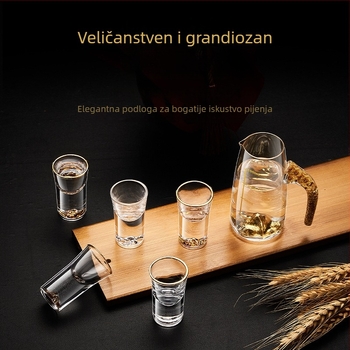 Set čašica za shot s uzorkom folije, kristalno staklo, svijetao luksuzni retro stil, 6–10 kom, Bangbeibei WWWS-4, s držačem za čaše