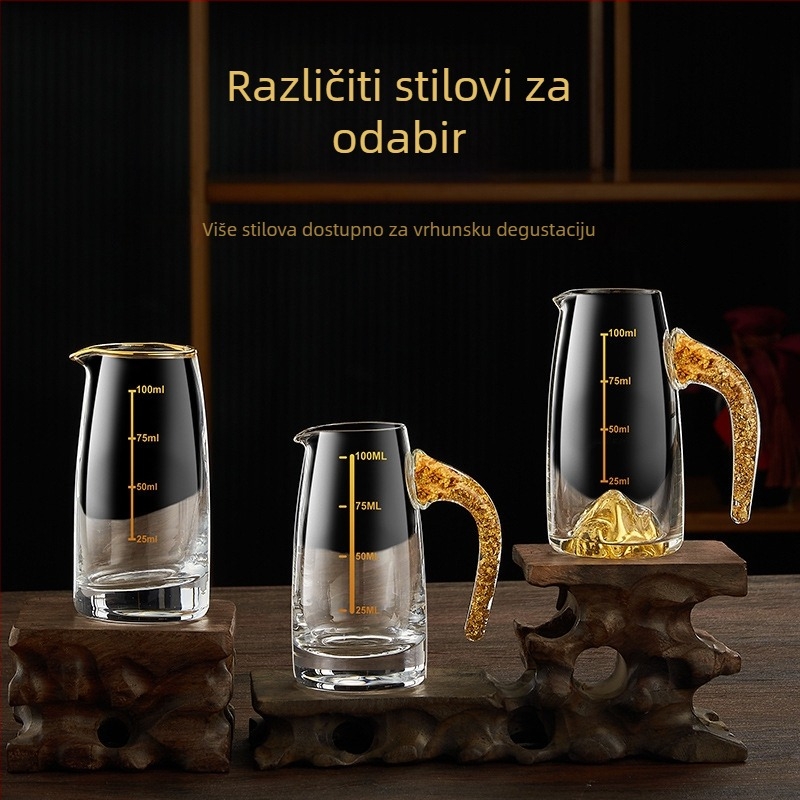 Set čašica za shot s uzorkom folije, kristalno staklo, svijetao luksuzni retro stil, 6–10 kom, Bangbeibei WWWS-4, s držačem za čaše