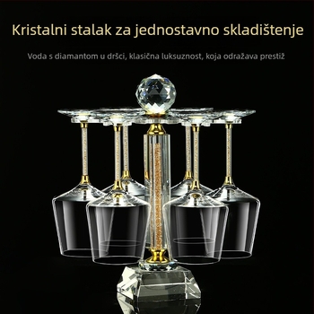 Kristalne čaše za vino – set s poklopcem, zlatno-dijamantni uzorak, visokim stalkom, kapacitet 201–300 ml, lagani luksuzni stil, set 6–10 kom