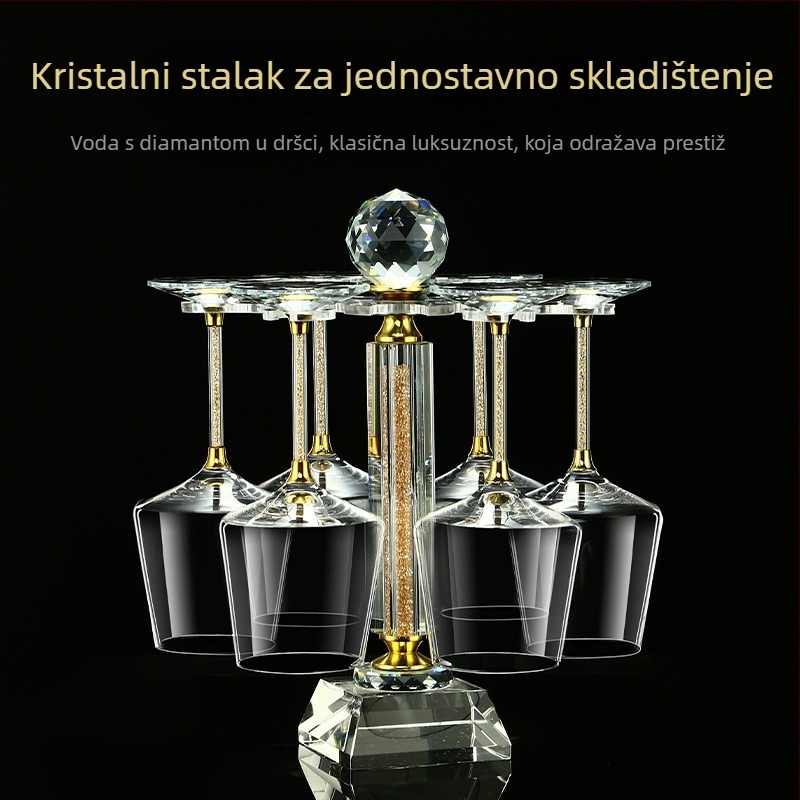 Kristalne čaše za vino – set s poklopcem, zlatno-dijamantni uzorak, visokim stalkom, kapacitet 201–300 ml, lagani luksuzni stil, set 6–10 kom