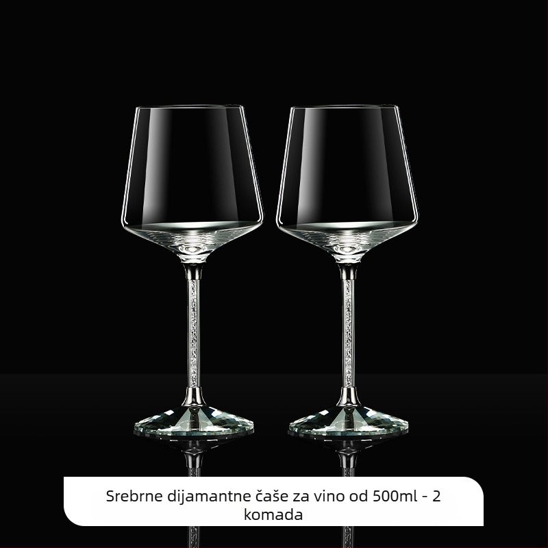 Kristalne čaše za vino – set s poklopcem, zlatno-dijamantni uzorak, visokim stalkom, kapacitet 201–300 ml, lagani luksuzni stil, set 6–10 kom