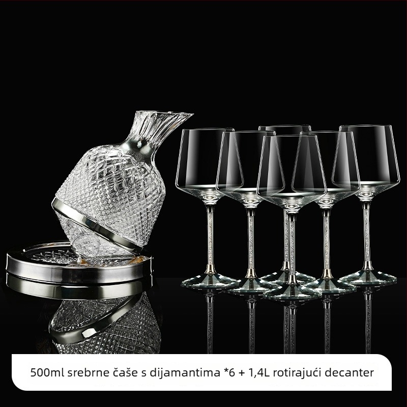 Kristalne čaše za vino – set s poklopcem, zlatno-dijamantni uzorak, visokim stalkom, kapacitet 201–300 ml, lagani luksuzni stil, set 6–10 kom
