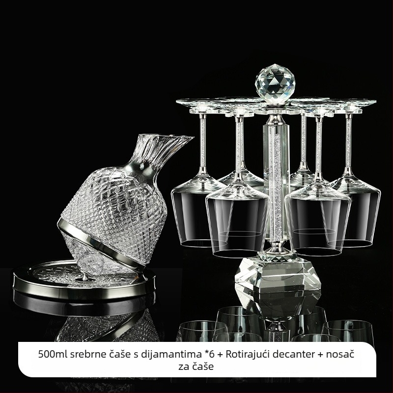 Kristalne čaše za vino – set s poklopcem, zlatno-dijamantni uzorak, visokim stalkom, kapacitet 201–300 ml, lagani luksuzni stil, set 6–10 kom