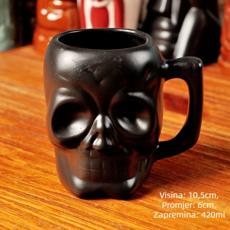 TIKI keramička čaša za koktel s motivom lubanje, moderan minimalistički dizajn, 200 g