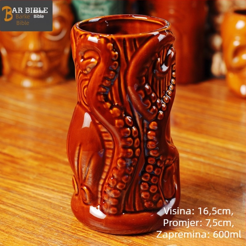 TIKI keramička čaša za koktel s motivom lubanje, moderan minimalistički dizajn, 200 g