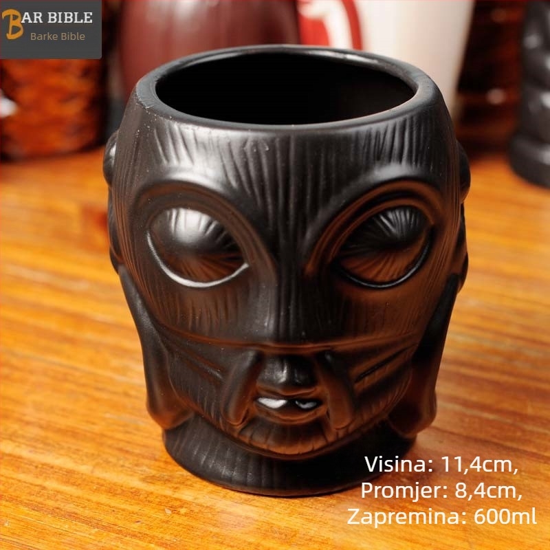 TIKI keramička čaša za koktel s motivom lubanje, moderan minimalistički dizajn, 200 g