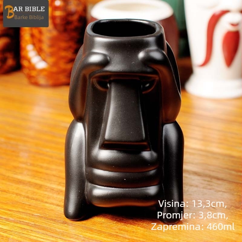 TIKI keramička čaša za koktel s motivom lubanje, moderan minimalistički dizajn, 200 g