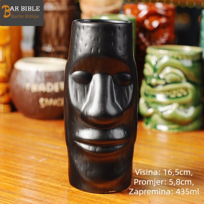 TIKI keramička čaša za koktel s motivom lubanje, moderan minimalistički dizajn, 200 g