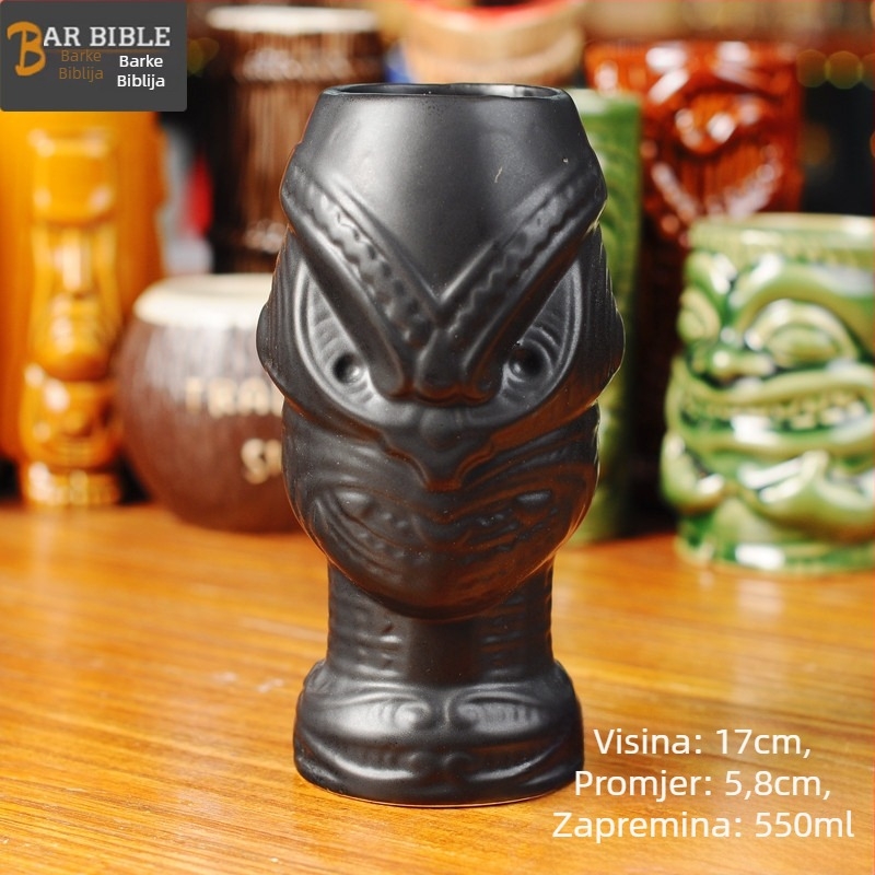 TIKI keramička čaša za koktel s motivom lubanje, moderan minimalistički dizajn, 200 g