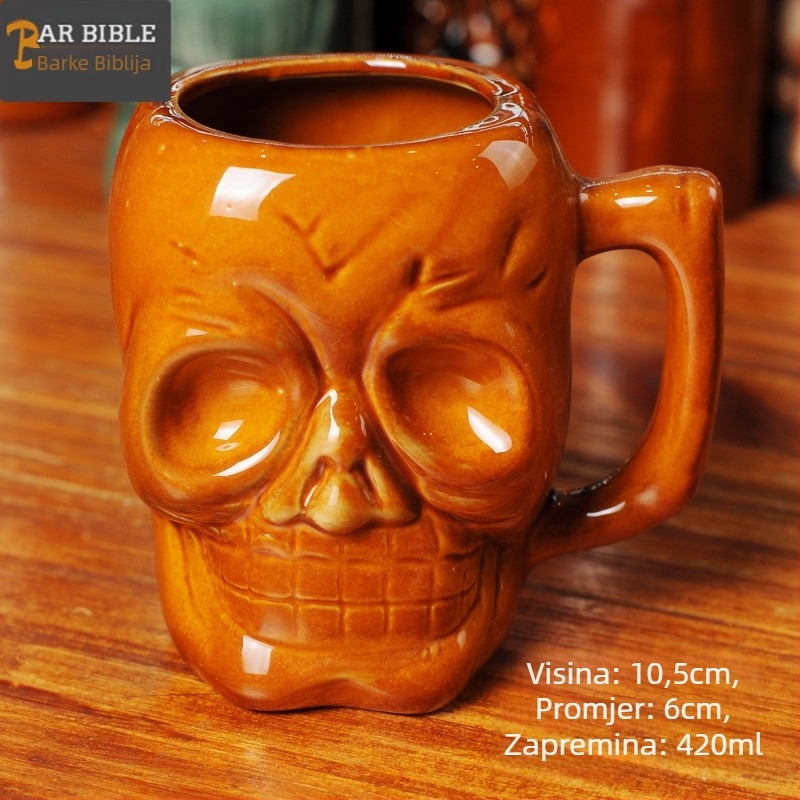 TIKI keramička čaša za koktel s motivom lubanje, moderan minimalistički dizajn, 200 g
