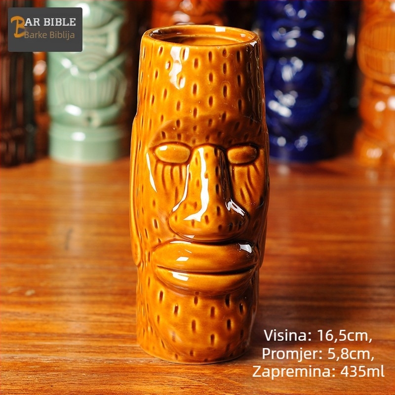 TIKI keramička čaša za koktel s motivom lubanje, moderan minimalistički dizajn, 200 g