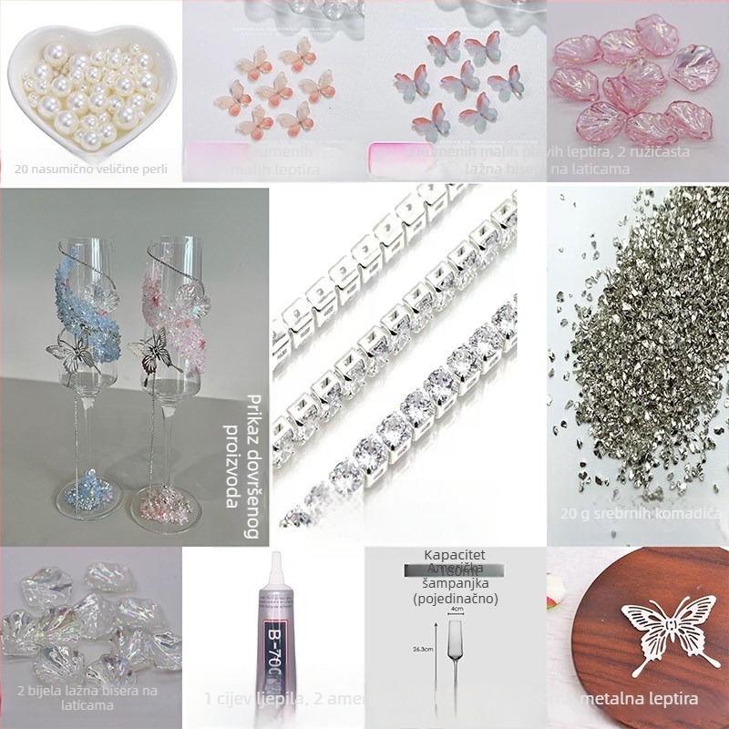 Staklena čaša za vino sa stalkom – 304 nehrđajući čelik, kapacitet preko 1000 ml, prilagođena obrada, set od 2 komada