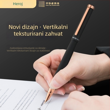 Hero nalivpero, metalno kućište, 0,38 mm iridijeva vrh, sustav guranja i povlačenja tinte, poklon kutija