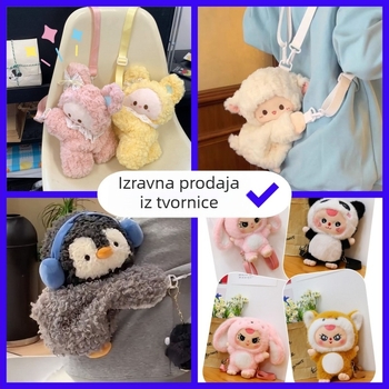 Dječji plišani ruksak s ovčicom, crtić dizajn, materijal: poliester, punilo PP pamuk, kratki pliš, mogućnost prilagodbe dizajna