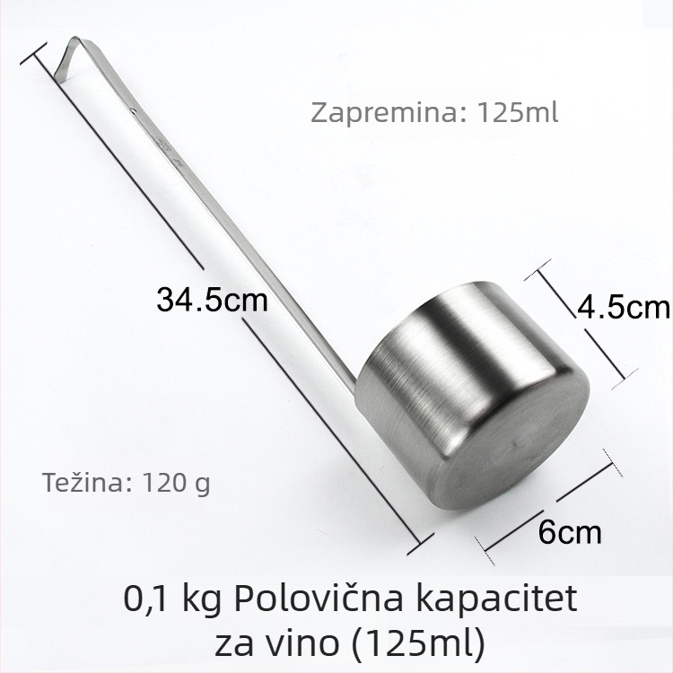 Ren yilai nehrđajući čelik vinska mjerna žlica s okruglom drškom i kukom, kineski stil, premium kvaliteta, 0,2 kg