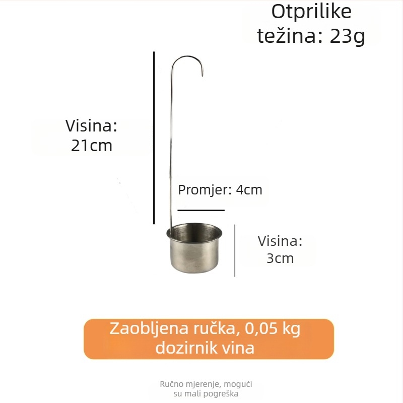 Ren yilai nehrđajući čelik vinska mjerna žlica s okruglom drškom i kukom, kineski stil, premium kvaliteta, 0,2 kg