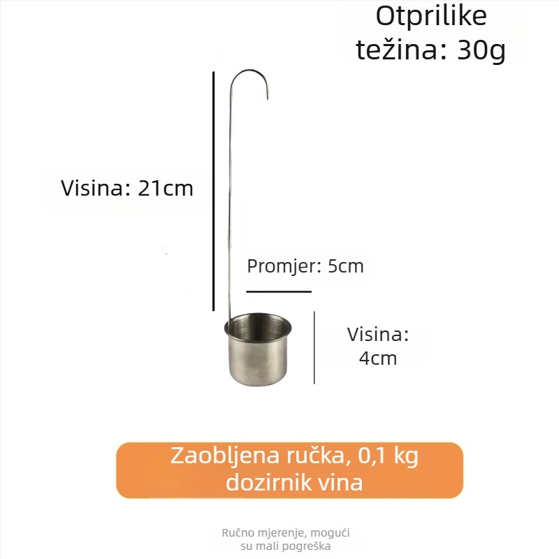 Ren yilai nehrđajući čelik vinska mjerna žlica s okruglom drškom i kukom, kineski stil, premium kvaliteta, 0,2 kg