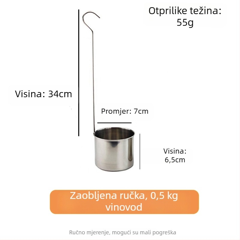 Ren yilai nehrđajući čelik vinska mjerna žlica s okruglom drškom i kukom, kineski stil, premium kvaliteta, 0,2 kg