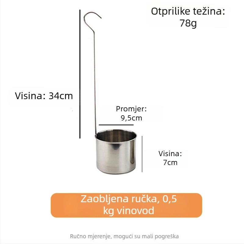 Ren yilai nehrđajući čelik vinska mjerna žlica s okruglom drškom i kukom, kineski stil, premium kvaliteta, 0,2 kg