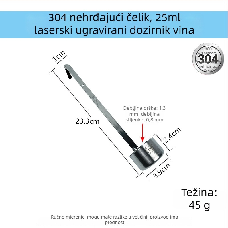 Ren yilai nehrđajući čelik vinska mjerna žlica s okruglom drškom i kukom, kineski stil, premium kvaliteta, 0,2 kg
