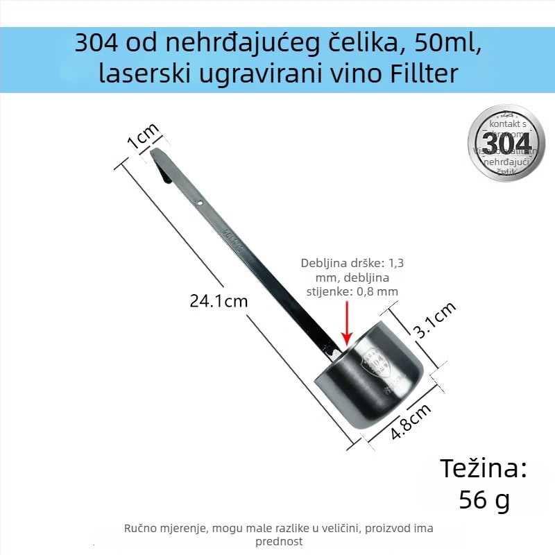 Ren yilai nehrđajući čelik vinska mjerna žlica s okruglom drškom i kukom, kineski stil, premium kvaliteta, 0,2 kg