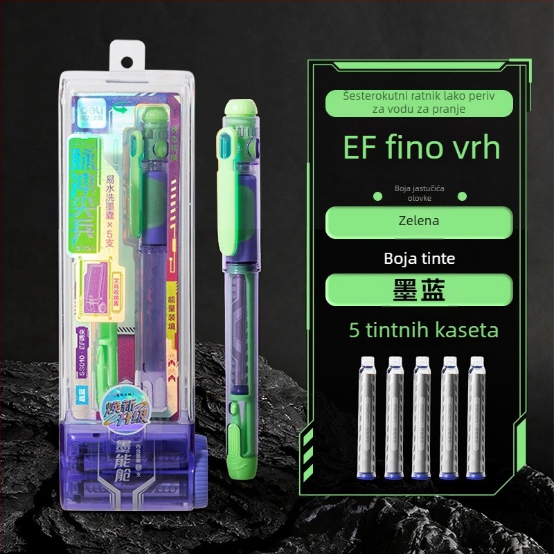 Deli šesterokutno školsko pero s zamjenjivim tintom, EF nib, plastično kućište, art. 2308