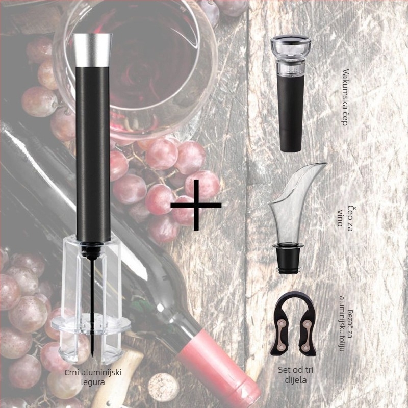 Otvarač boce vina s tlakom zraka, automatski, od nehrđajućeg čelika, kreativan dizajn