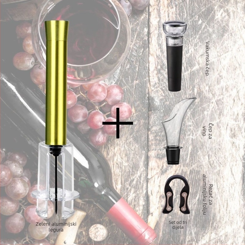 Otvarač boce vina s tlakom zraka, automatski, od nehrđajućeg čelika, kreativan dizajn