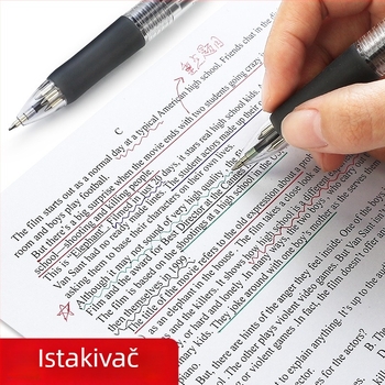 Višebojna kuglična kemijska olovka s okretno-mehanizmom, za bilješke, u kutiji, za učenike