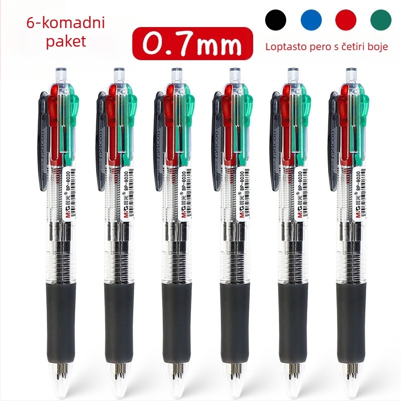 Višebojna kuglična kemijska olovka s okretno-mehanizmom, za bilješke, u kutiji, za učenike