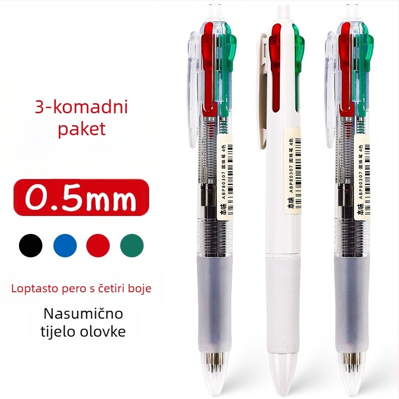 Višebojna kuglična kemijska olovka s okretno-mehanizmom, za bilješke, u kutiji, za učenike