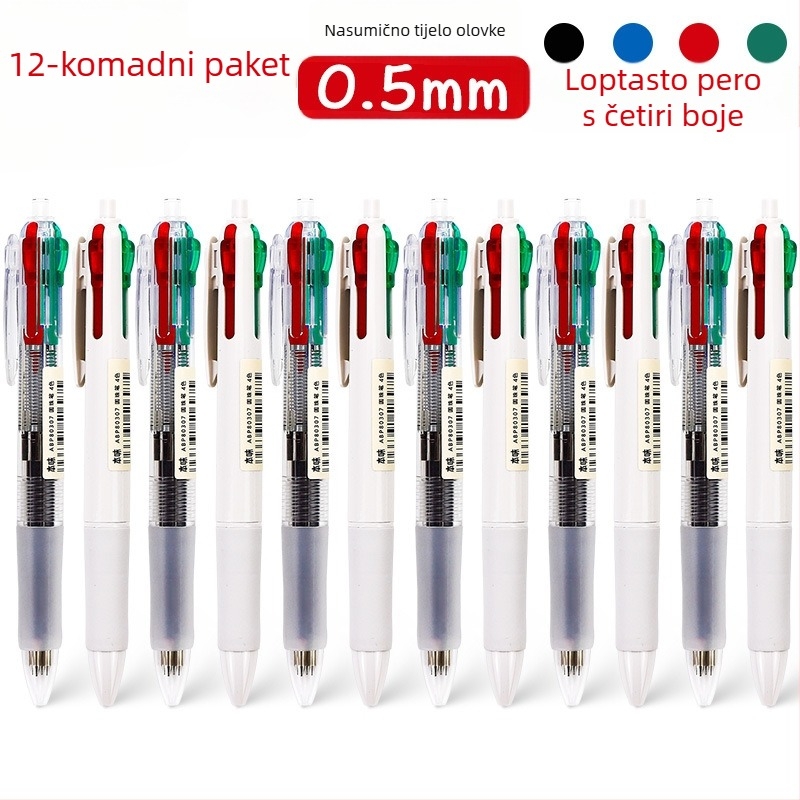 Višebojna kuglična kemijska olovka s okretno-mehanizmom, za bilješke, u kutiji, za učenike