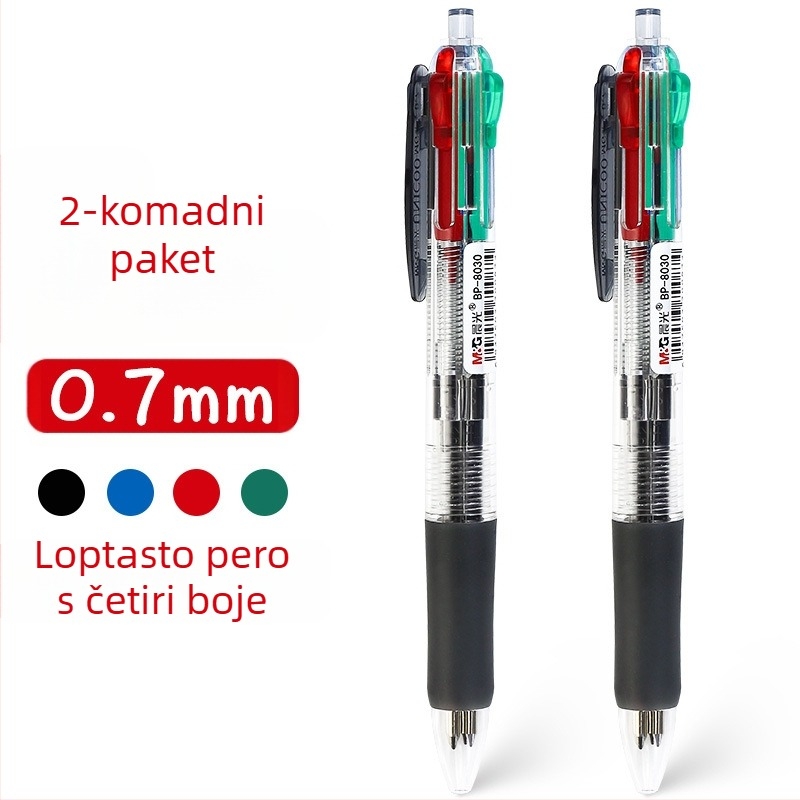 Višebojna kuglična kemijska olovka s okretno-mehanizmom, za bilješke, u kutiji, za učenike