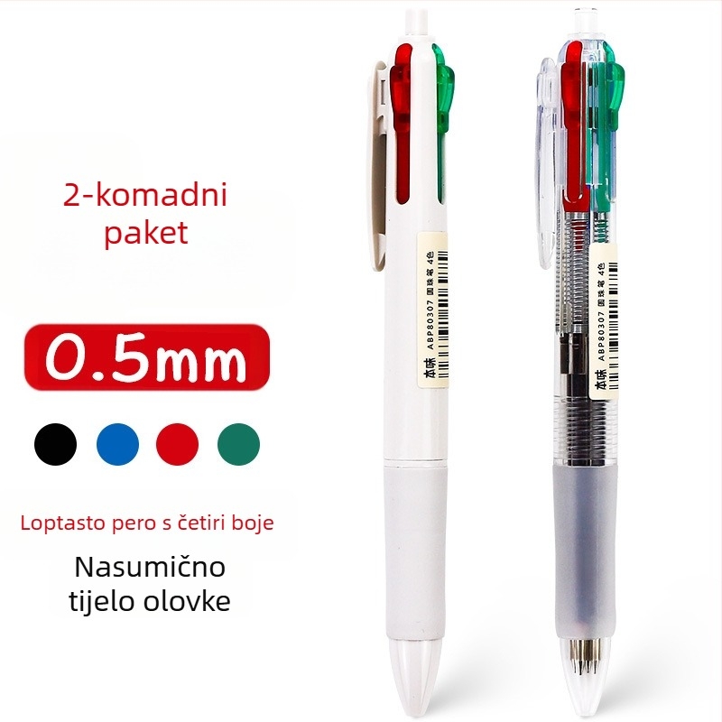 Višebojna kuglična kemijska olovka s okretno-mehanizmom, za bilješke, u kutiji, za učenike