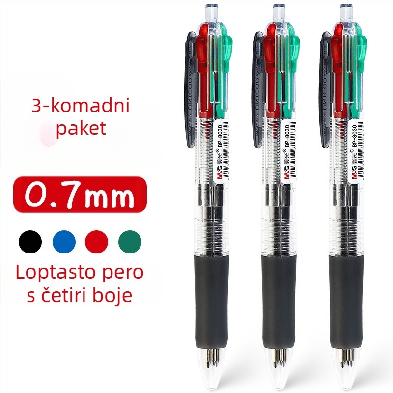 Višebojna kuglična kemijska olovka s okretno-mehanizmom, za bilješke, u kutiji, za učenike