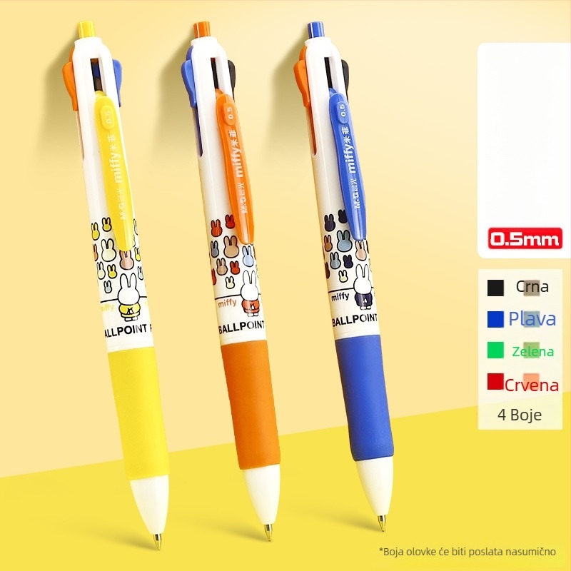 Višebojna kuglična kemijska olovka s okretno-mehanizmom, za bilješke, u kutiji, za učenike