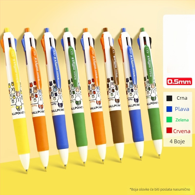 Višebojna kuglična kemijska olovka s okretno-mehanizmom, za bilješke, u kutiji, za učenike