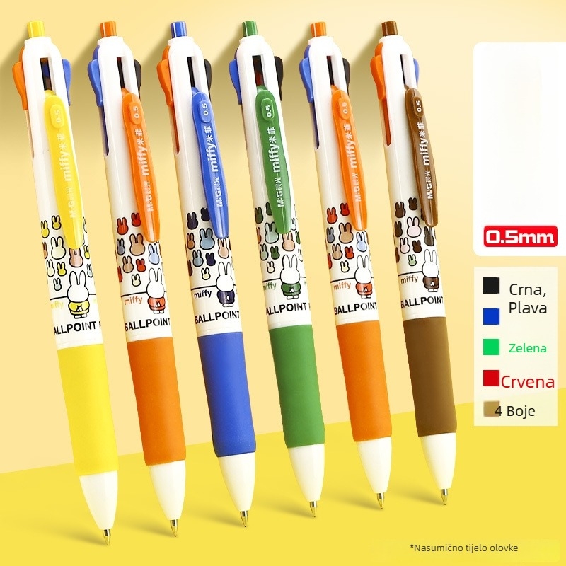 Višebojna kuglična kemijska olovka s okretno-mehanizmom, za bilješke, u kutiji, za učenike