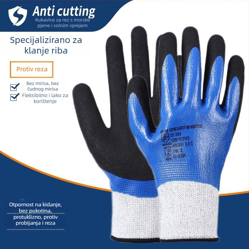 Rukavice za obradu ribe, vodeni radovi, duge rukave, gumeno-kožne, vodootporne, protuklizne, otporne na habanje, rez i probijanje otporne, debela verzija | Marke: Other; Težina: 1; Namjena: Obratite se korisničkoj službi