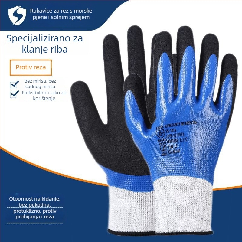 Rukavice za obradu ribe, vodeni radovi, duge rukave, gumeno-kožne, vodootporne, protuklizne, otporne na habanje, rez i probijanje otporne, debela verzija | Marke: Other; Težina: 1; Namjena: Obratite se korisničkoj službi