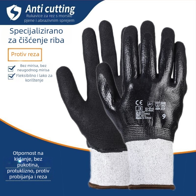 Rukavice za obradu ribe, vodeni radovi, duge rukave, gumeno-kožne, vodootporne, protuklizne, otporne na habanje, rez i probijanje otporne, debela verzija | Marke: Other; Težina: 1; Namjena: Obratite se korisničkoj službi