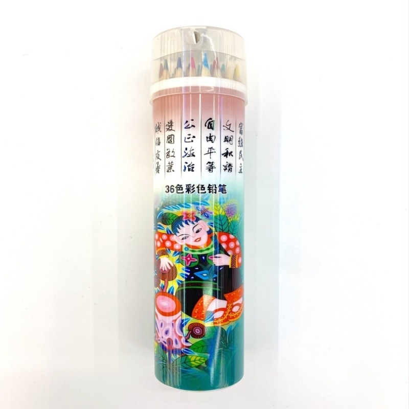 Školske bojice — drveno kućište, cilindrična ambalaža, brend purespirit, tip: Drugo