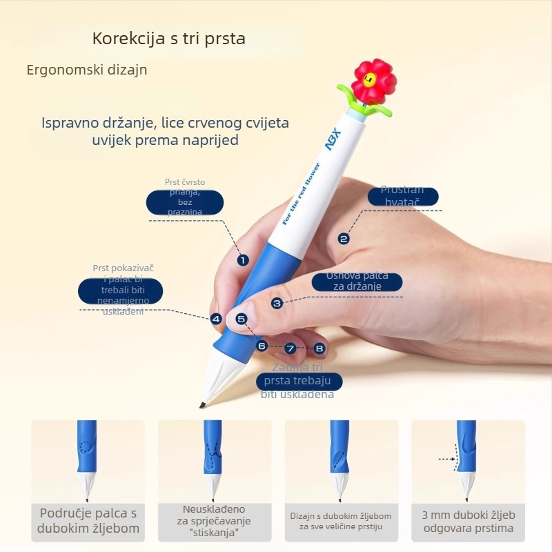 Mehanička olovka s grafitom 1,3 mm, automatsko napredovanje, bez šiljenja, izdržljiv grafit, dizajn korekcije držanja