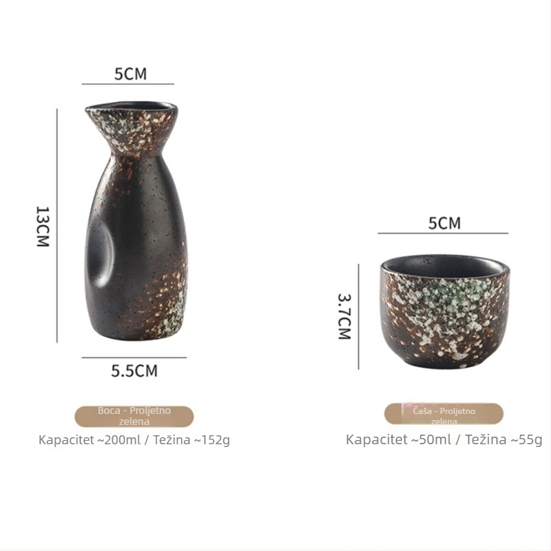 Porcelanski set za sake u japanskom stilu za izakayu — posuda za sake, mala bočica i čaše