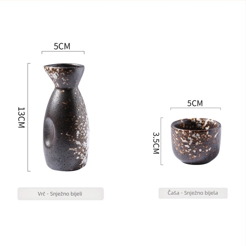 Porcelanski set za sake u japanskom stilu za izakayu — posuda za sake, mala bočica i čaše