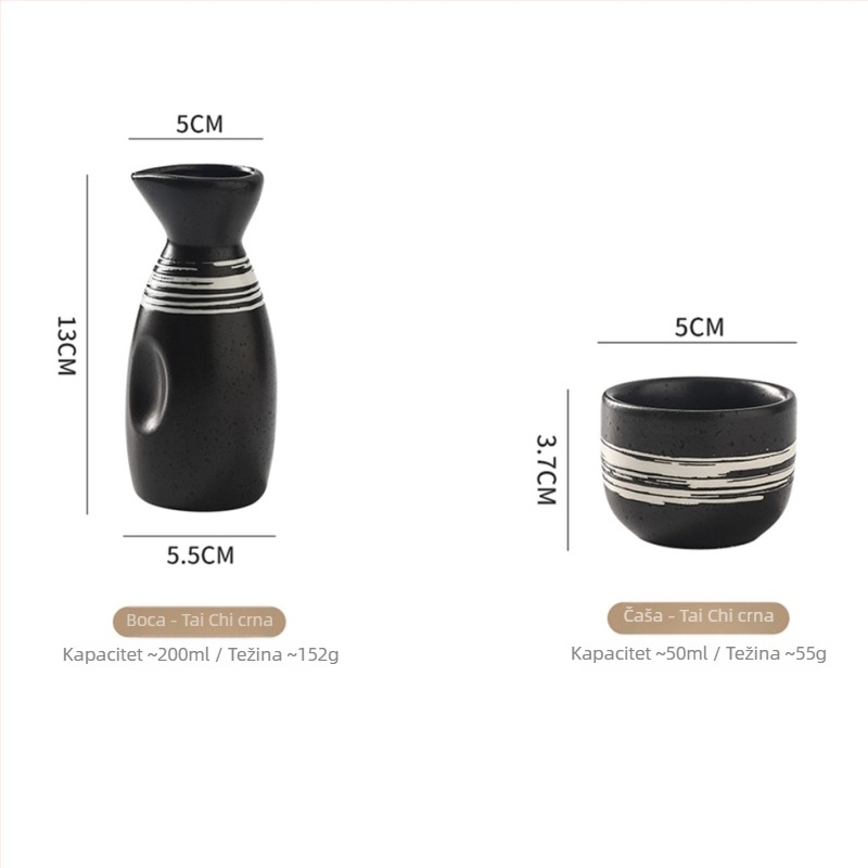 Porcelanski set za sake u japanskom stilu za izakayu — posuda za sake, mala bočica i čaše