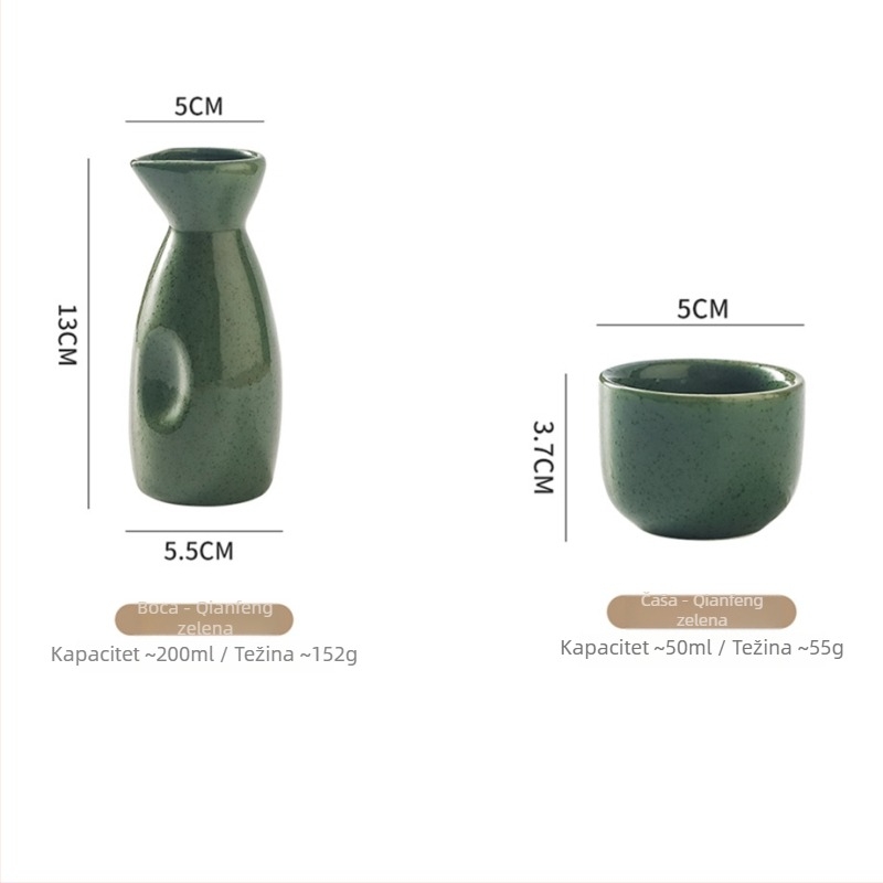 Porcelanski set za sake u japanskom stilu za izakayu — posuda za sake, mala bočica i čaše